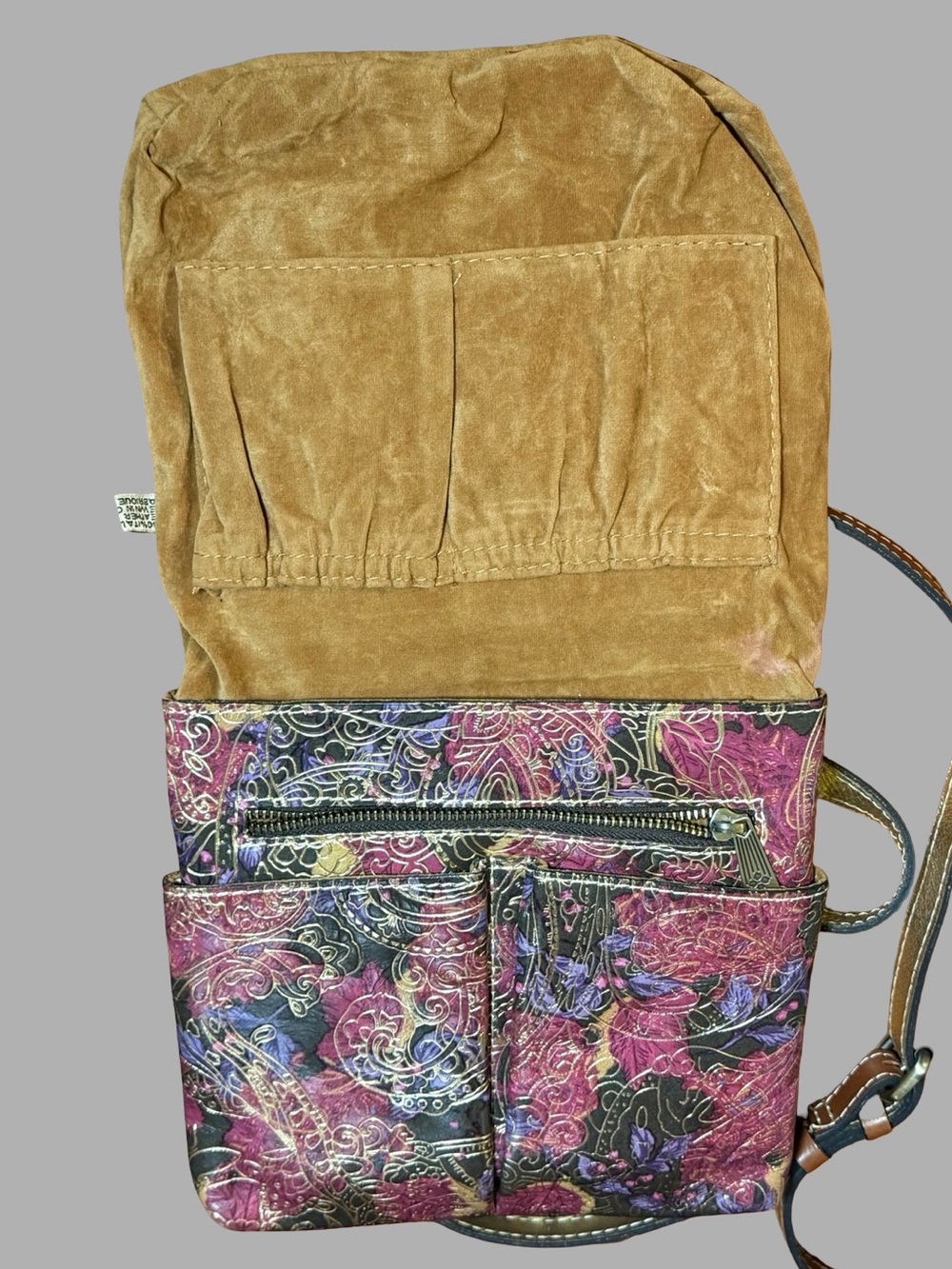 Patricia Nash Granada Gold Metallic Paisley Crossbody Bag – Jewel Tones EUC - Picture 5 of 5